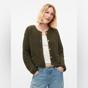 NWT GAP Textured Sweater Jacket / Cardigan in Olive Green